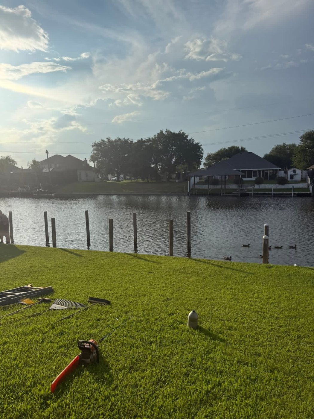 Waterfront cleared down to the pilings after demolition