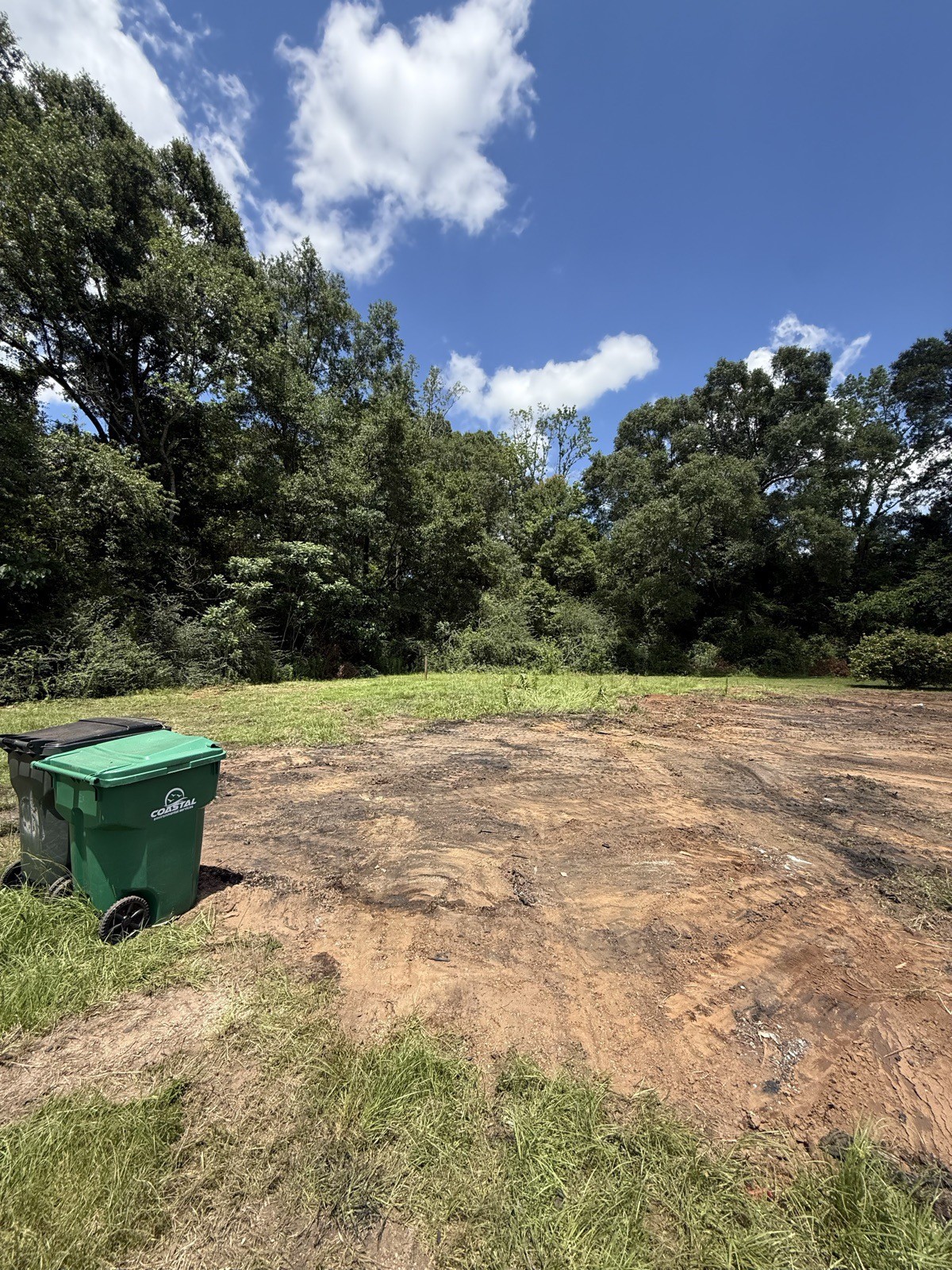 Freshly graded dirt pad